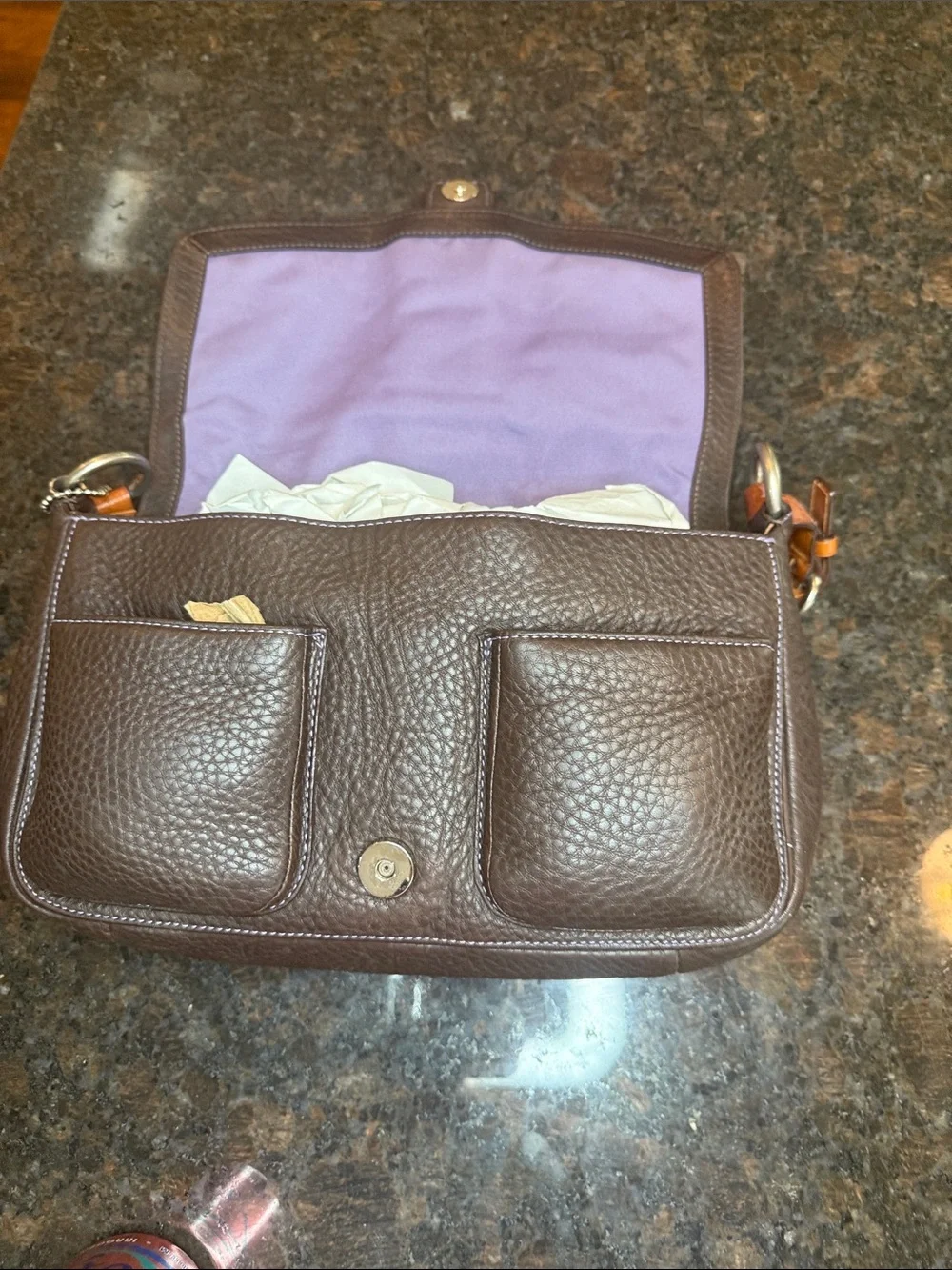 Vintage Y2K Coach Chelsea Brown Pebbled Leather Hobo Bag with Tan Strap- EUC